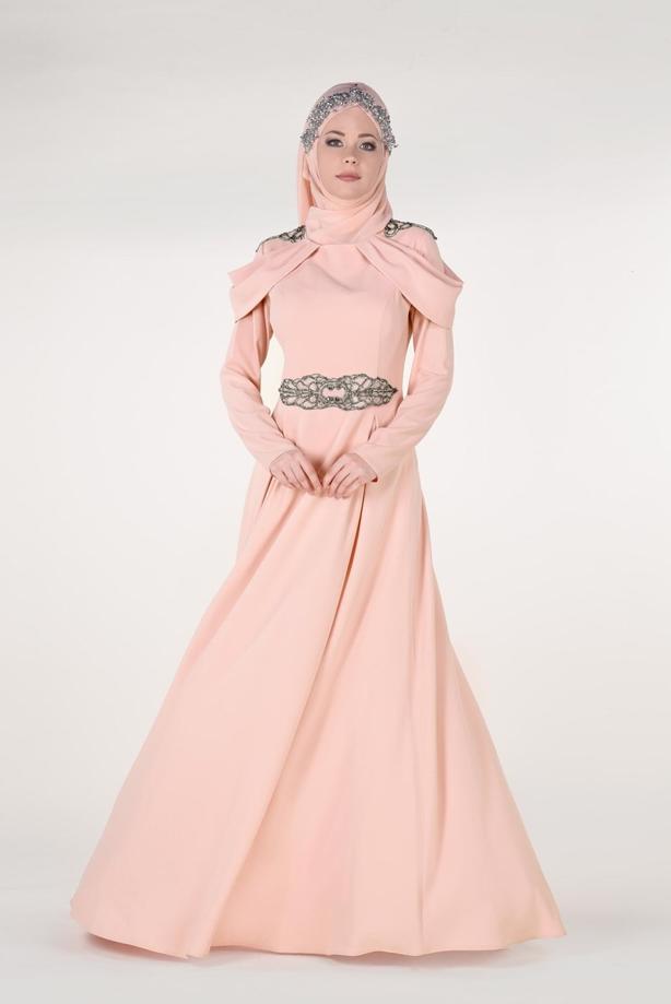 Vêtements hijab  Embroidery Detailed Evening Dress T 3762  - TRENDTESETTÜR