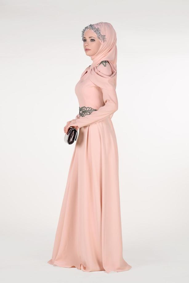 Vêtements hijab  Embroidery Detailed Evening Dress T 3762  - TRENDTESETTÜR