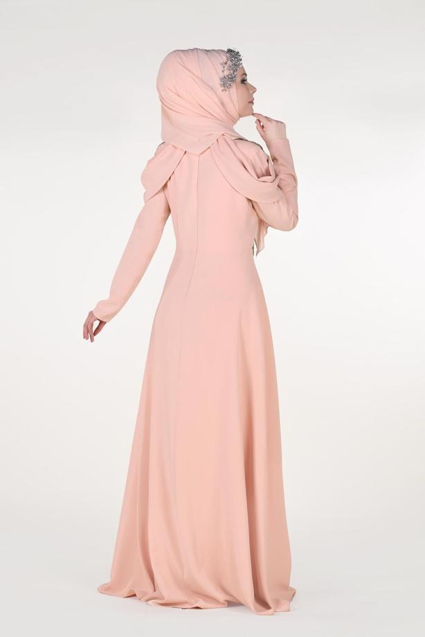 Vêtements hijab  Embroidery Detailed Evening Dress T 3762  - TRENDTESETTÜR