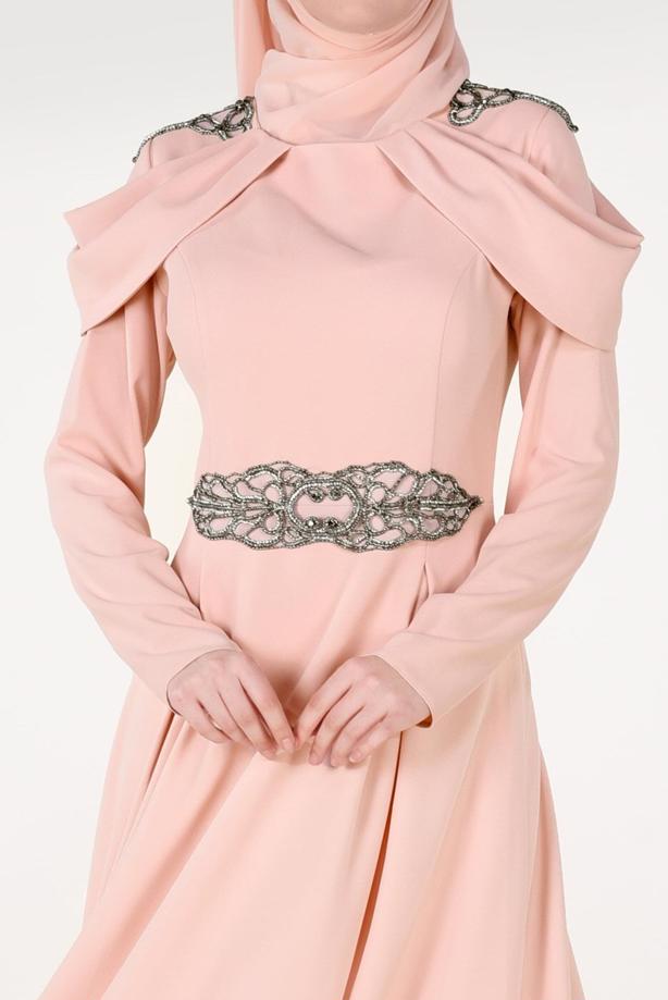 Vêtements hijab  Embroidery Detailed Evening Dress T 3762  - TRENDTESETTÜR