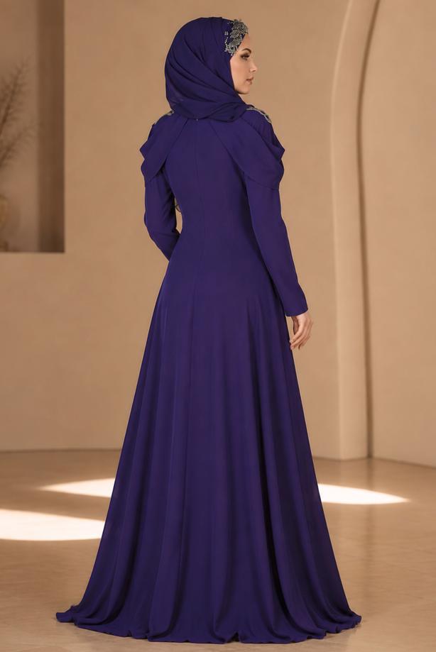 Hijab clothing  Embroidery Detailed Evening Dress T 3762  - TRENDTESETTÜR