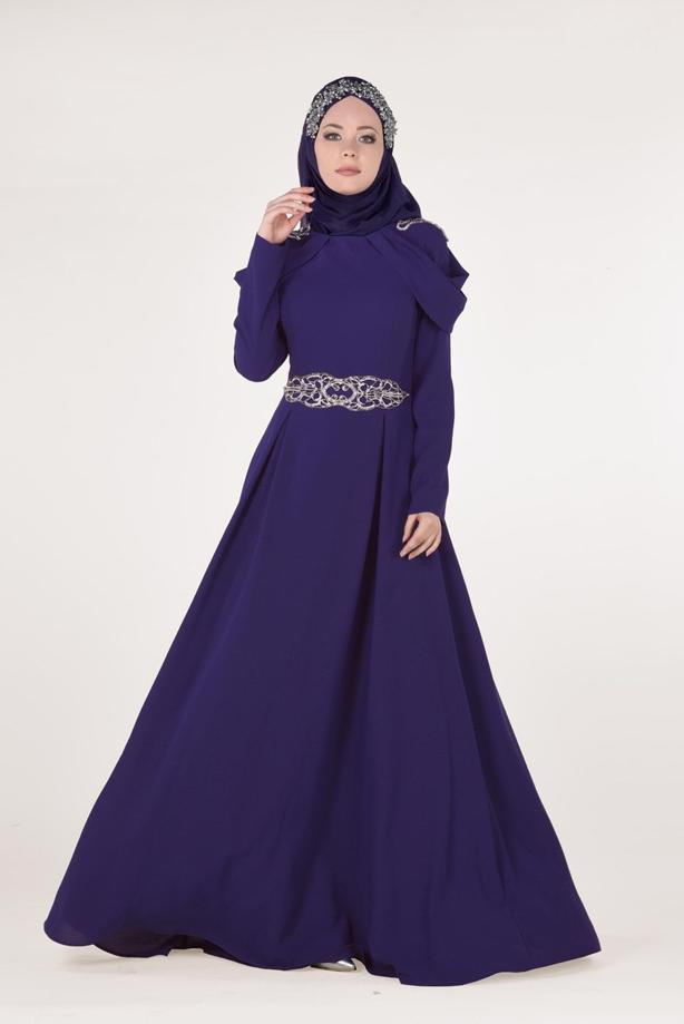 Vêtements hijab  Embroidery Detailed Evening Dress T 3762  - TRENDTESETTÜR