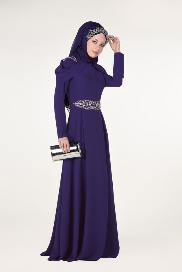 Vêtements hijab  Embroidery Detailed Evening Dress T 3762  - TRENDTESETTÜR