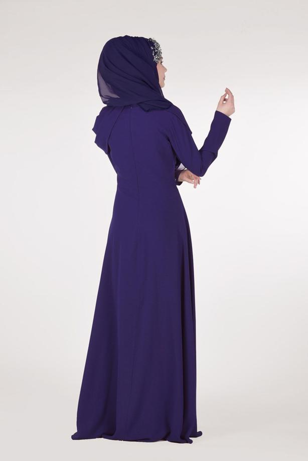 Vêtements hijab  Embroidery Detailed Evening Dress T 3762  - TRENDTESETTÜR