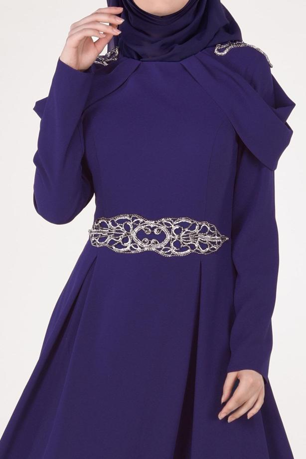 Vêtements hijab  Embroidery Detailed Evening Dress T 3762  - TRENDTESETTÜR