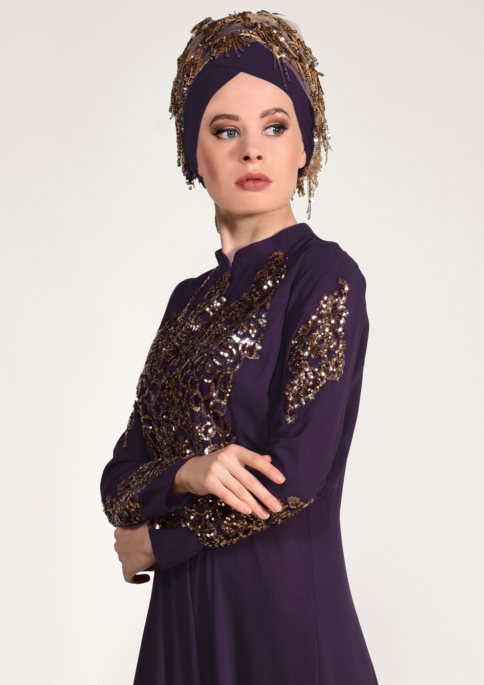 Vêtements hijab POURPRE Robe de Soirée T 3824  