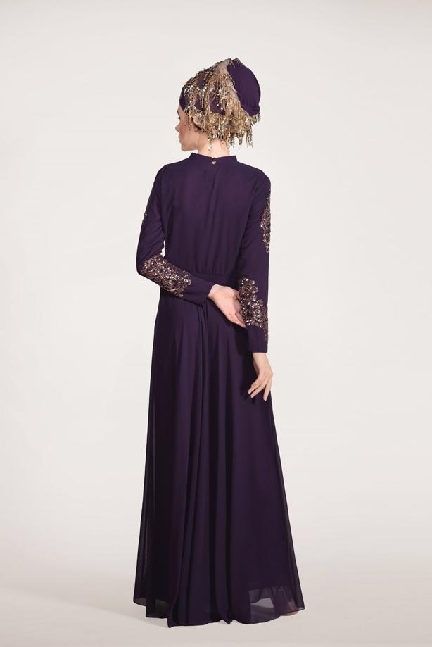 Vêtements hijab  Embroidery Detailed Evening Dress T 3824  - TRENDTESETTÜR