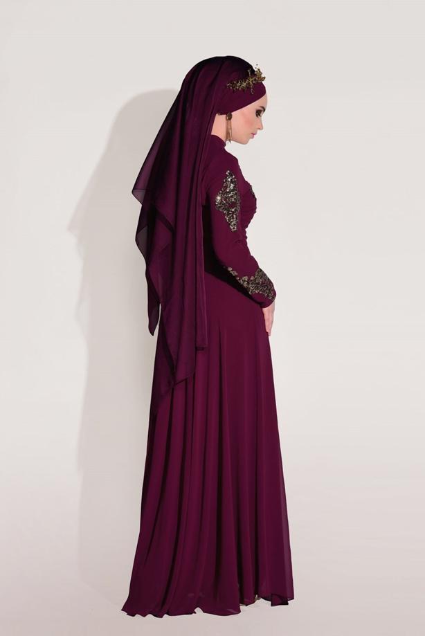 Vêtements hijab  Embroidery Detailed Evening Dress T 3824  - TRENDTESETTÜR