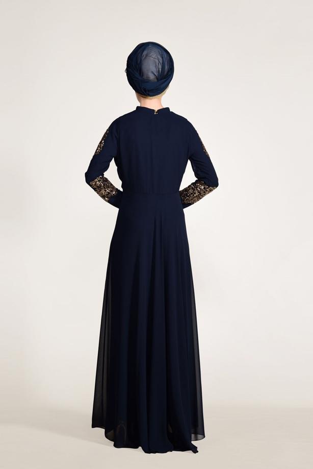 Vêtements hijab  Embroidery Detailed Evening Dress T 3824  - TRENDTESETTÜR