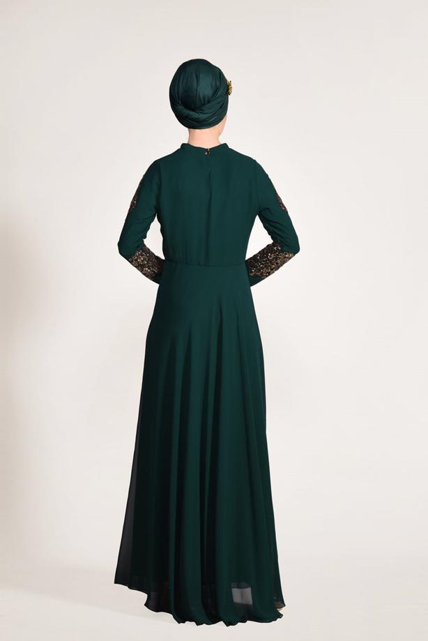 Vêtements hijab  Embroidery Detailed Evening Dress T 3824  - TRENDTESETTÜR