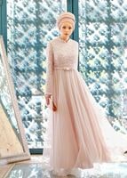 Tesettür giyim PUDRA T 3997 Özduman- Tül Detaylı Abiye Elbise