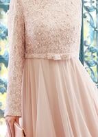 Tesettür giyim PUDRA T 3997 Özduman- Tül Detaylı Abiye Elbise