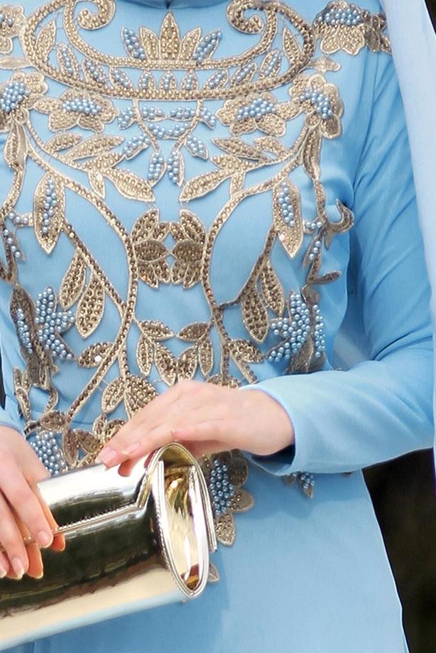 Vêtements hijab  Mandarin Collar Embroidered Evening Dress T 4214  - TRENDTESETTÜR