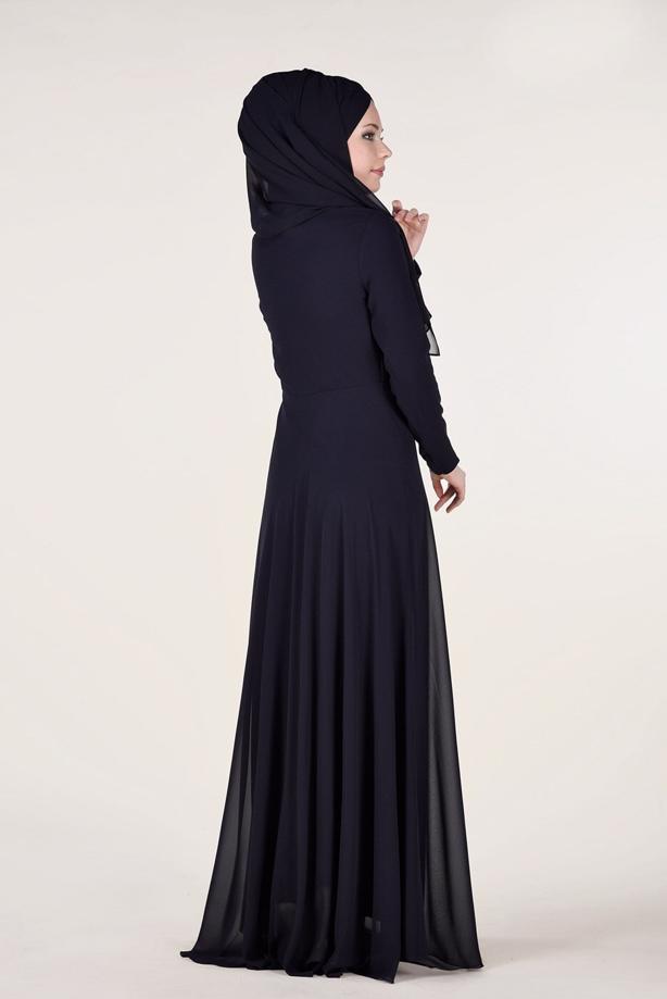 Vêtements hijab  Mandarin Collar Embroidered Evening Dress T 4214  - TRENDTESETTÜR