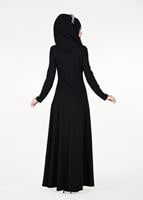 Tesettür giyim SİYAH BONCUK TAŞ İŞLEMELİ ABİYE ELBİSE 4308 