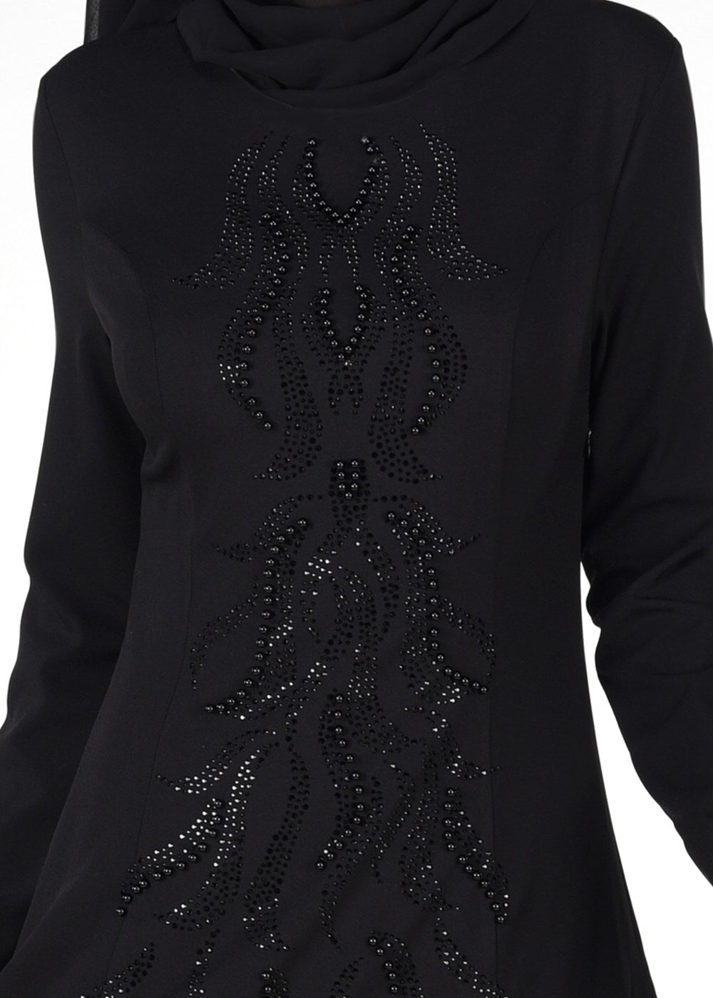 Tesettür giyim SİYAH BONCUK TAŞ İŞLEMELİ ABİYE ELBİSE 4308 