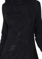 Tesettür giyim SİYAH BONCUK TAŞ İŞLEMELİ ABİYE ELBİSE 4308 