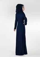 Tesettür giyim LACİVERT BONCUK TAŞ İŞLEMELİ ABİYE ELBİSE 4308 