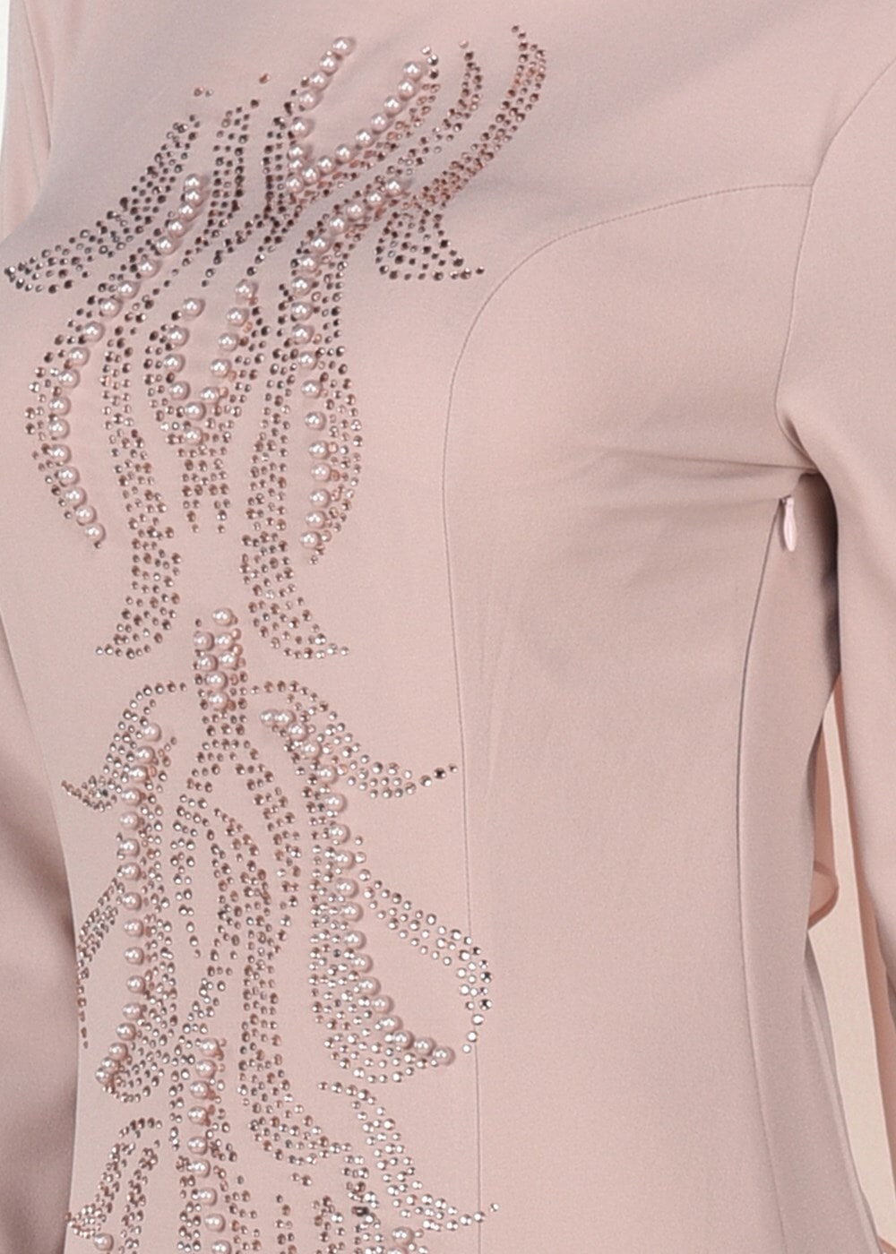 Tesettür giyim PUDRA BONCUK TAŞ İŞLEMELİ ABİYE ELBİSE 4308 