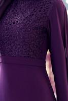 Hijab clothing PURPLE CHIFFON CAPE DETAILED EVENING DRESS 4662