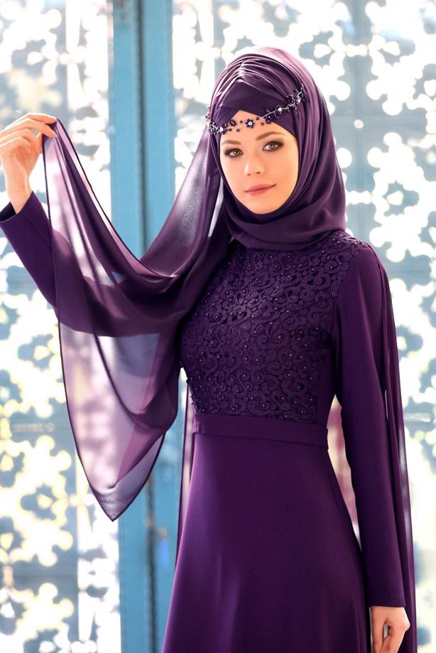 Vêtements hijab  Mandarin Collar Chiffon Detailed Evening Dress T 4662 - TRENDTESETTÜR