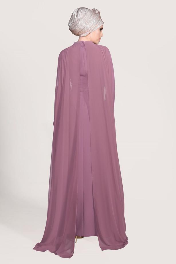 Vêtements hijab  Mandarin Collar Chiffon Detailed Evening Dress T 4662 - TRENDTESETTÜR