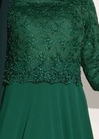 Tesettür giyim YEŞİL GÜPÜRLÜ ABİYE ELBİSE 5108