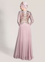 Tesettür giyim PUDRA PUL PAYET İŞLEME ABİYE ELBİSE 5308 