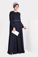 Tesettür giyim LACİVERT T 5323 New Multi Şifon 2&prime;li Elb. Abiye-Alv Fashion