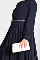 Tesettür giyim LACİVERT T 5323 New Multi Şifon 2&prime;li Elb. Abiye-Alv Fashion