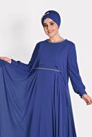 Tesettür giyim LACİVERT T 5323 New Multi Şifon 2&prime;li Elb. Abiye-Alv Fashion