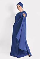 Tesettür giyim LACİVERT T 5323 New Multi Şifon 2&prime;li Elb. Abiye-Alv Fashion