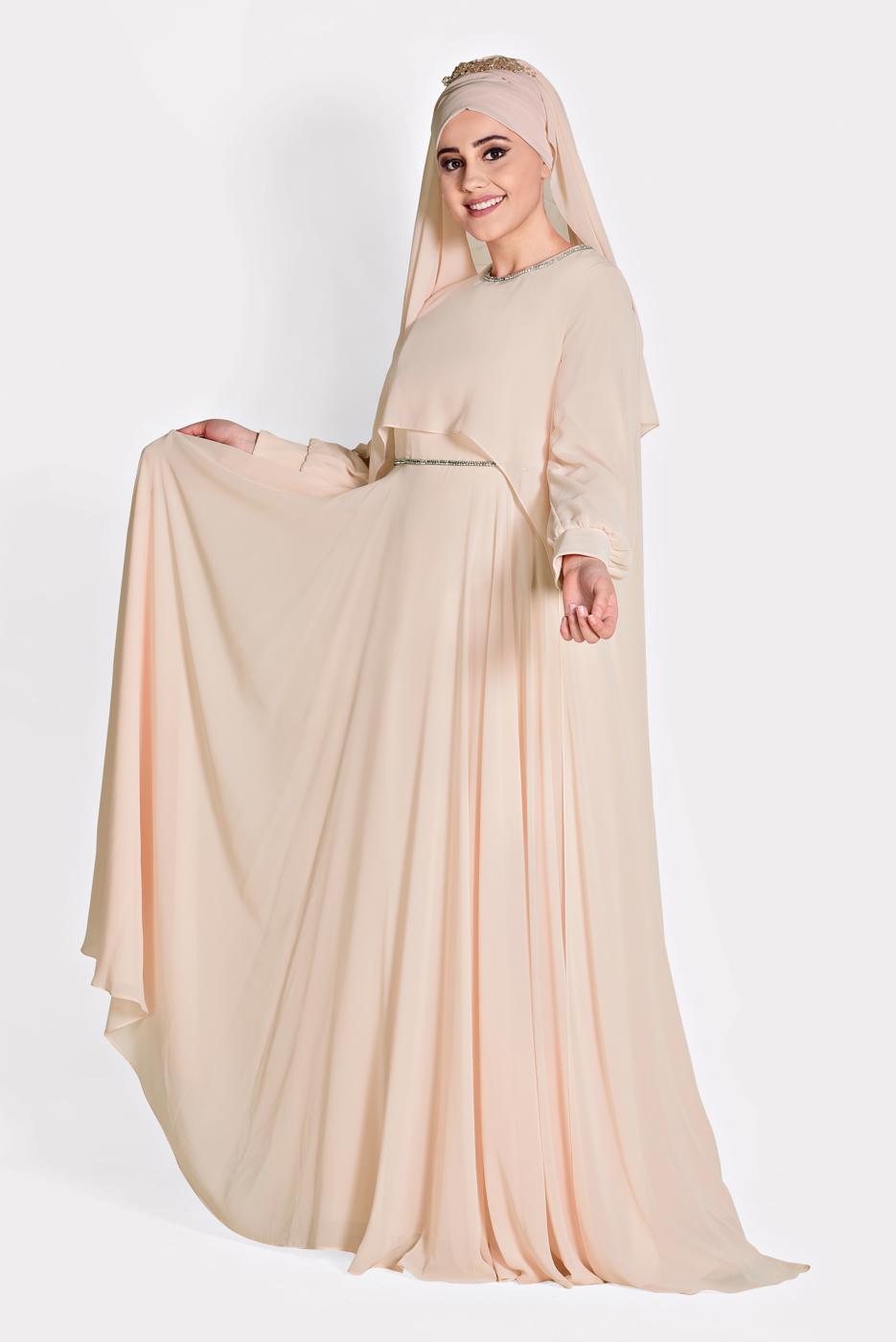 Tesettür giyim PUDRA T 5323 New Multi Şifon 2&prime;li Elb. Abiye-Alv Fashion