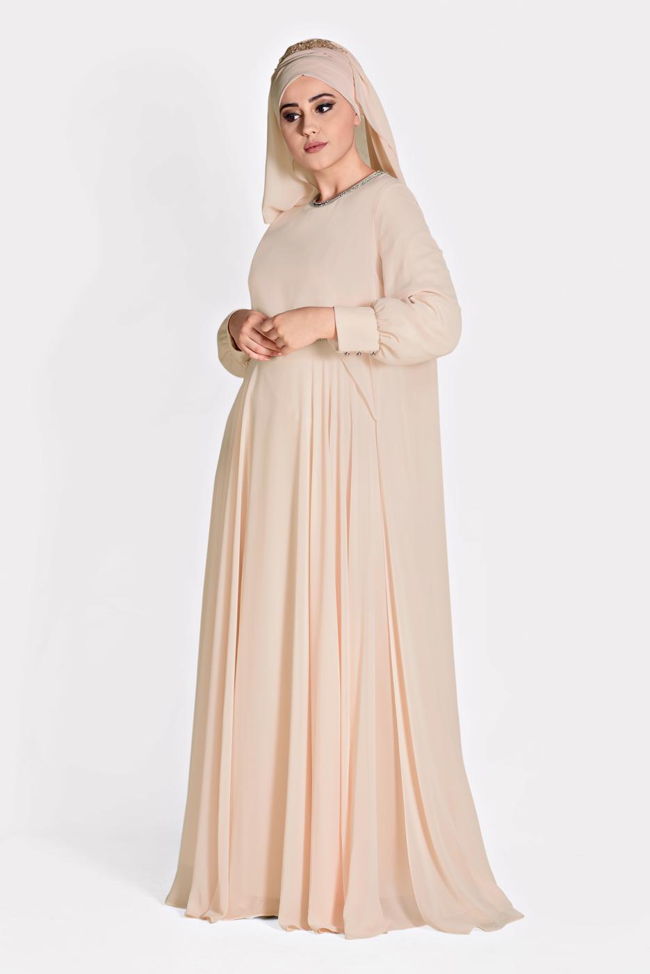 Tesettür giyim PUDRA T 5323 New Multi Şifon 2′li Elb. Abiye-Alv Fashion