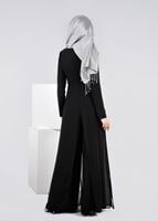 Tesettür giyim SİYAH İŞLEME DETAYLI ABİYE TULUM 5353 