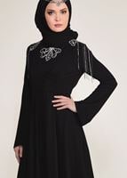 Tesettür giyim SİYAH OMUZ VE YAKASI TAŞ DETAYLI 2&prime;Lİ ABİYE ELBİSE 5363 