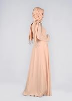 Tesettür giyim PEMBE OMUZ VE YAKASI TAŞ DETAYLI 2&prime;Lİ ABİYE ELBİSE 5363 