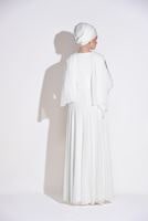 Tesettür giyim KREM SIRMA İŞLEMELİ MULTİ ŞİFON ABİYE ELBİSE 5365