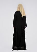 Tesettür giyim SİYAH SIRMA İŞLEMELİ MULTİ ŞİFON ABİYE ELBİSE 5384 