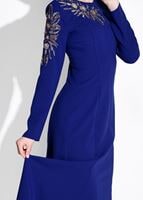 Tesettür giyim LACİVERT ALVİNA BONCUK İŞLEMELİ ABİYE ELBİSE T 5399