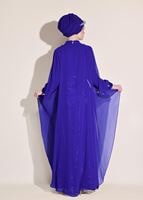 Tesettür giyim LACİVERT BELİ KEMERLİ 2&prime;Lİ ABİYE ELBİSE 5402 