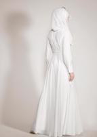 Tesettür giyim KREM ALVİNA ŞİFON ABİYE ELBİSE T 5436