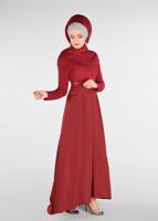Tesettür giyim KIRMIZI ALVİNA İKİLİ ELBİSELİ TAKIM T 5456