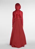 Tesettür giyim KIRMIZI ALVİNA İKİLİ ELBİSELİ TAKIM T 5456