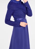 Tesettür giyim LACİVERT ALVİNA İKİLİ ELBİSELİ TAKIM T 5456