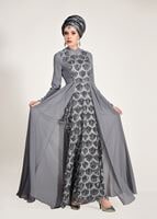 Tesettür giyim GRİ PUL PAYET ABİYE ELBİSE 5780 