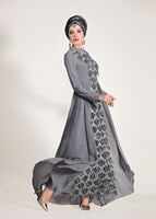 Tesettür giyim GRİ PUL PAYET ABİYE ELBİSE 5780 