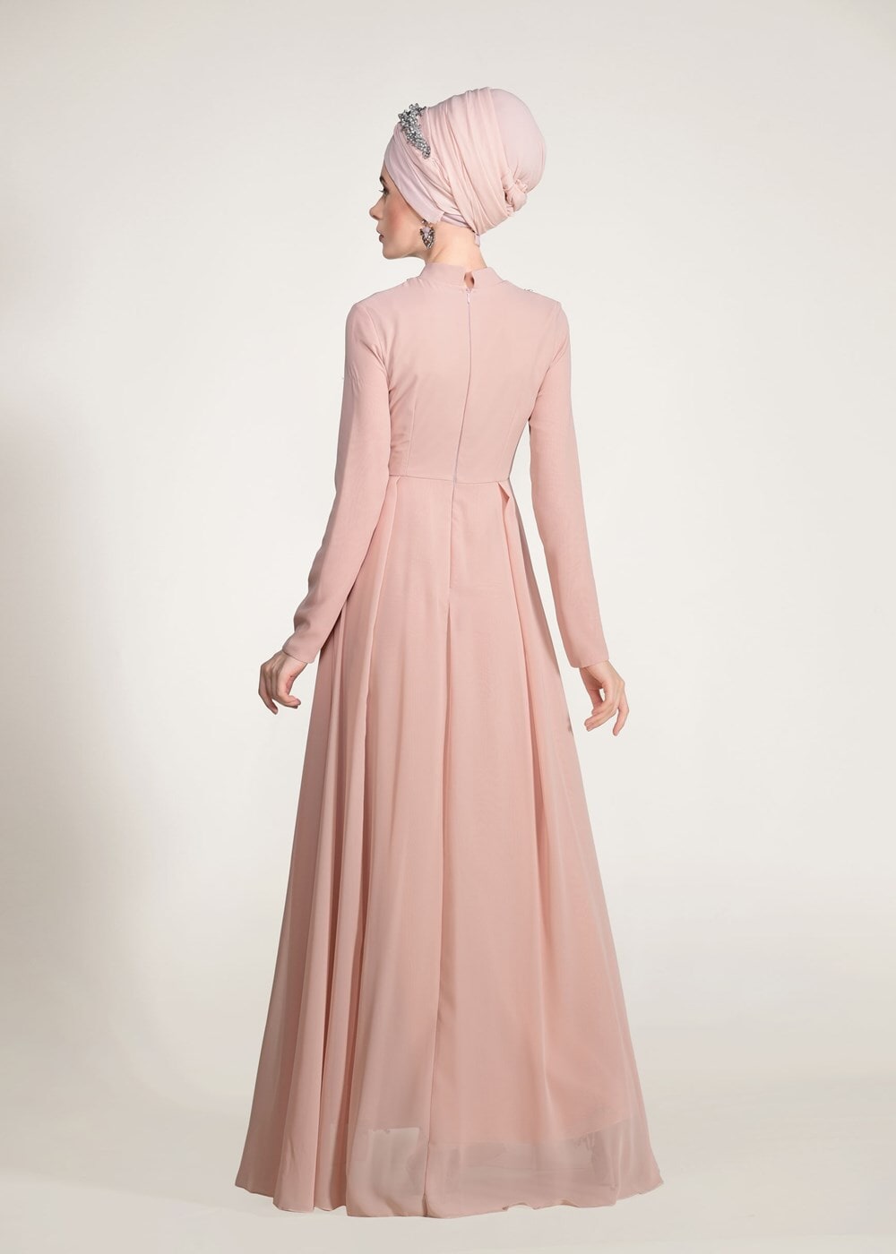 Tesettür giyim PUDRA PUL PAYET ABİYE ELBİSE 5780 