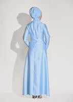 Vêtements hijab BLEU ROBE DE SOIRÉE DÉTAILLÉE GUIPURE 7027