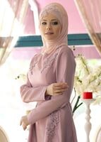 Vêtements hijab POUDRE ROBE DE SOIRÉE DÉTAILLÉE GUIPURE 7027